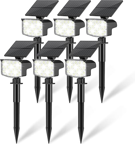 Miniatura 8 de Focos solares para exteriores, impermeables, ajustables, con energía solar, para patio, 3 modos de iluminación prolongados, focos para camino,