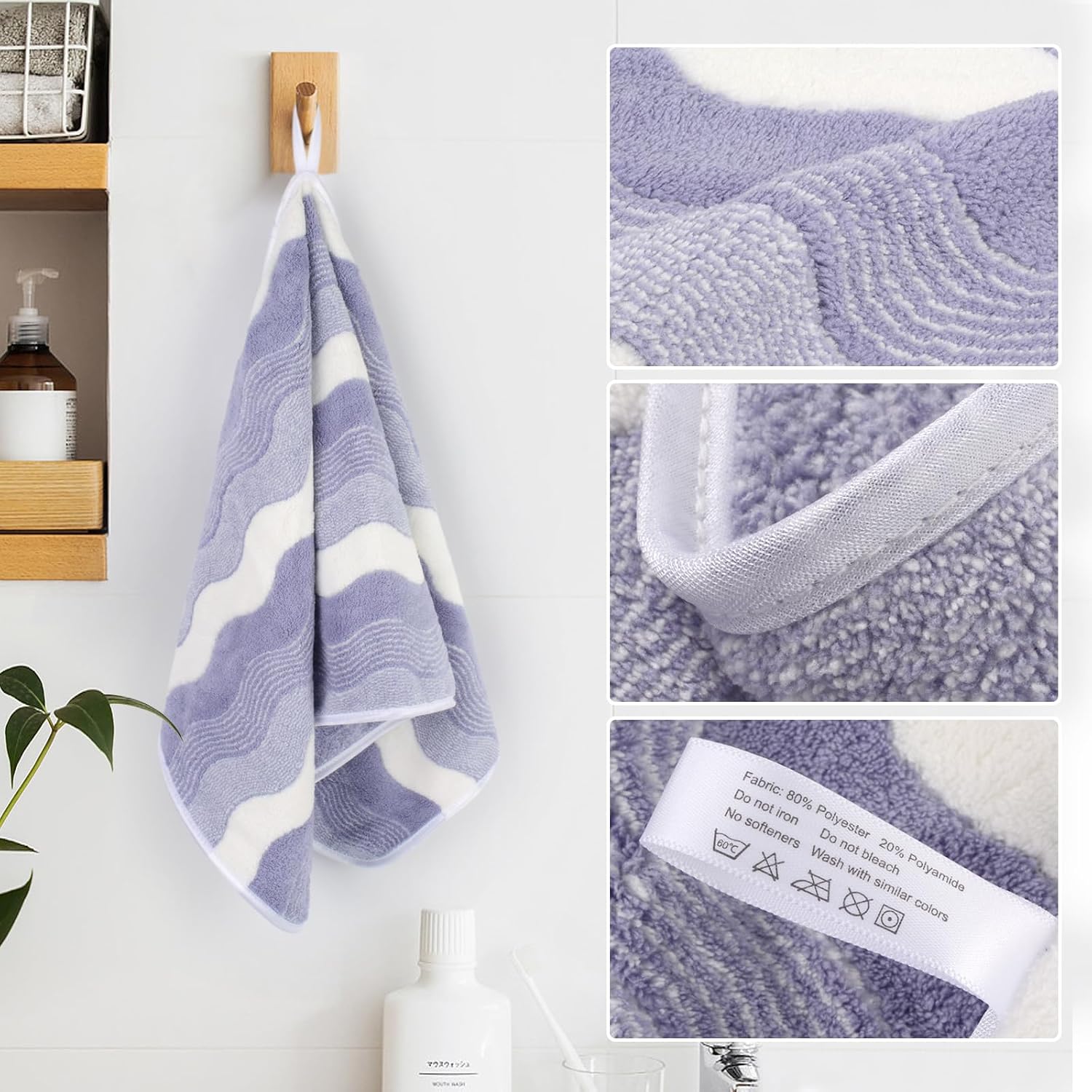 SINLAND Bathroom Hand Towels, 16 x 31 Inch, Super Soft and Absorbent Microfiber Washcloth Face Towels for Bathroom, Kitchen, Spa, Yoga, Gym, Face, Hair, Dishcloth for Any Occasion 3Pack