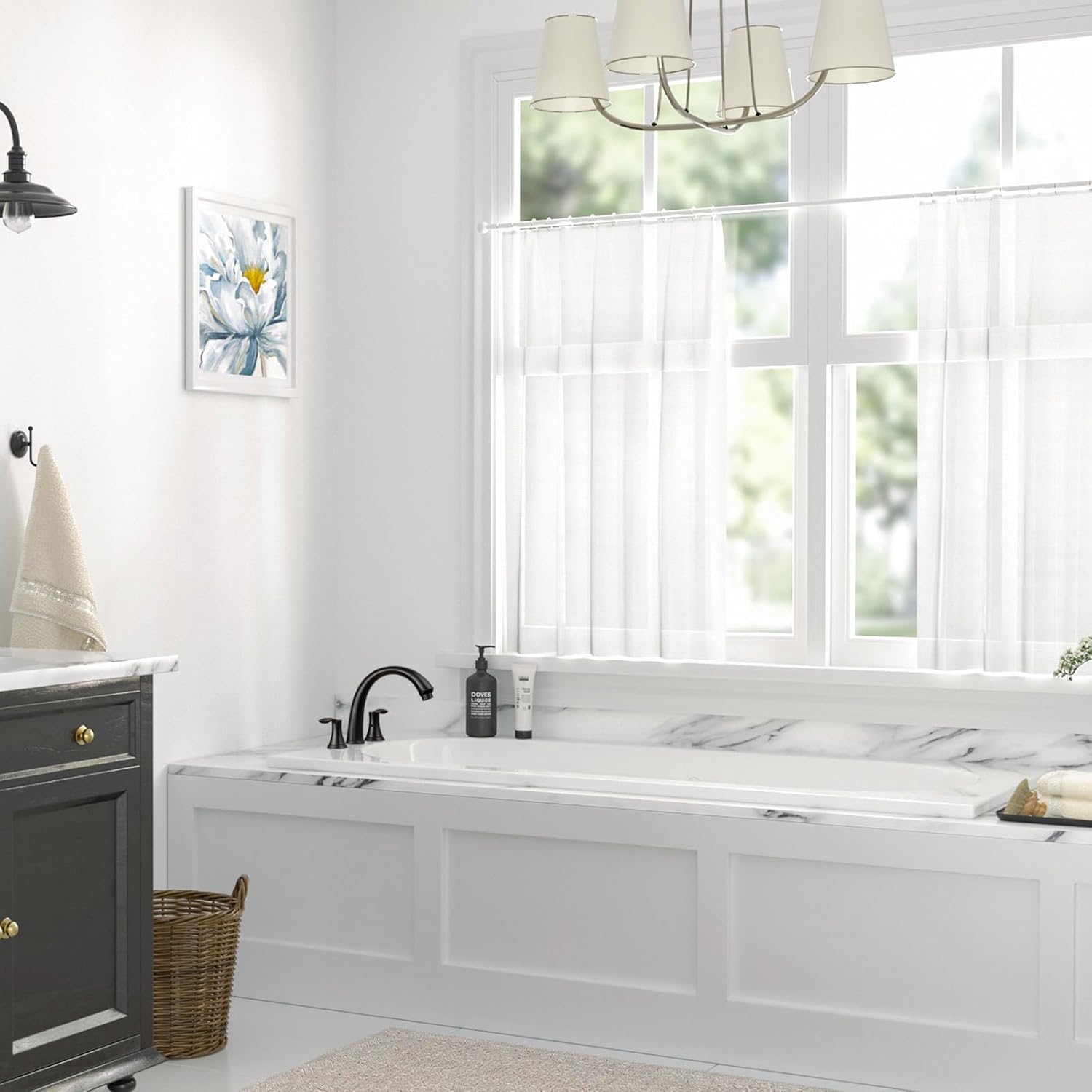 Oil Rubbed Bronze Roman Tub Faucet, Lava Odoro 8 inch Widespread Bathtub Faucet with Valve, High Flow 2 Handle Deck Mount Tub Faucet, Solid Brass 3 Hole Bath Tub Filler TF405-ORB