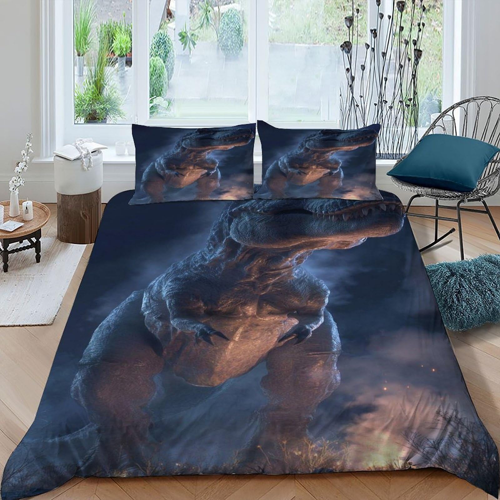 Parure de lit adulte motif animal T-Rex pour chambre King size