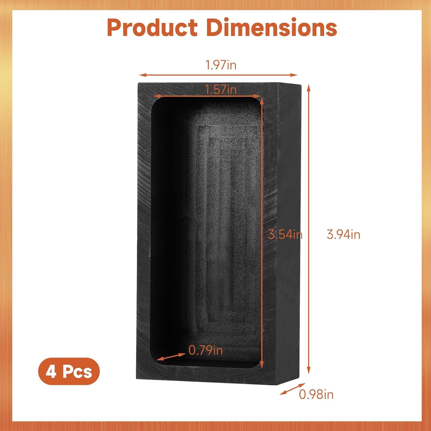 4 PCS Graphite Ingot Mold, 1KG Graphite Crucible Metal Melting Casting Kit, Graphite Ingot Mould Crucible Mould for Gold Silver Aluminum Copper Refining