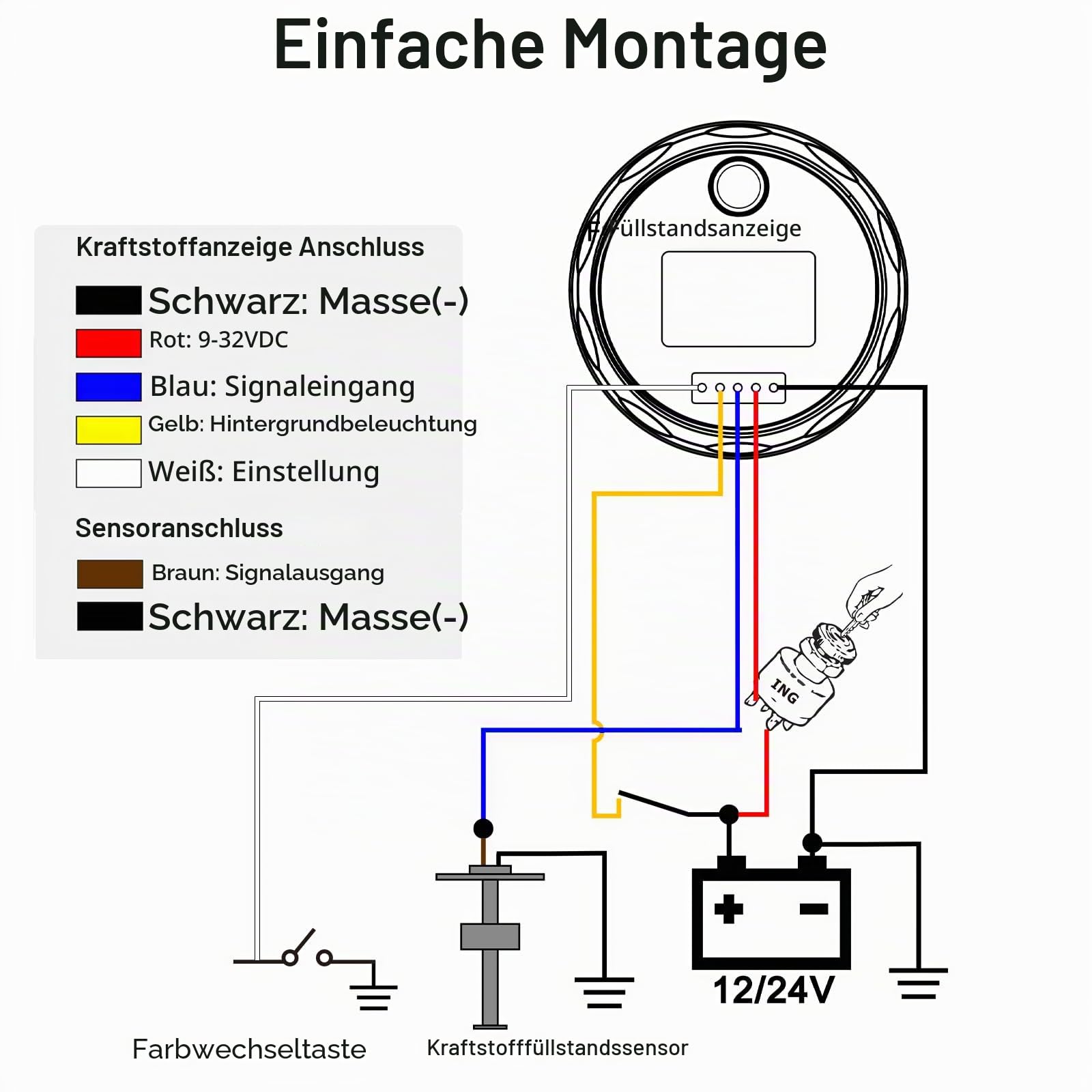 Geloo Füllstandssensor, Edelstahl-Kraftstoffsendeeinheit Wasserstandsanzeige-Sensor Autokraftstoffwasserstandsensor für Kraftstoffwasseranzeige 0~190 Ohm (100MM)