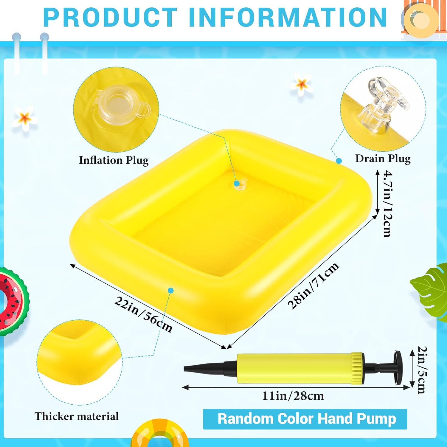 FillTouch Inflatable Floating Serving Bar with Pump for Pool Party,Yellow image 2