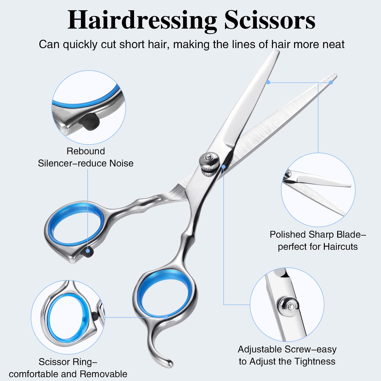 Forbici per acconciatura, 3 pezzi kit forbici per parrucchiere professionale forbici disaddensante per capelli con custodia protettiva, 6,7 pollici forbici per principianti casa salone animale