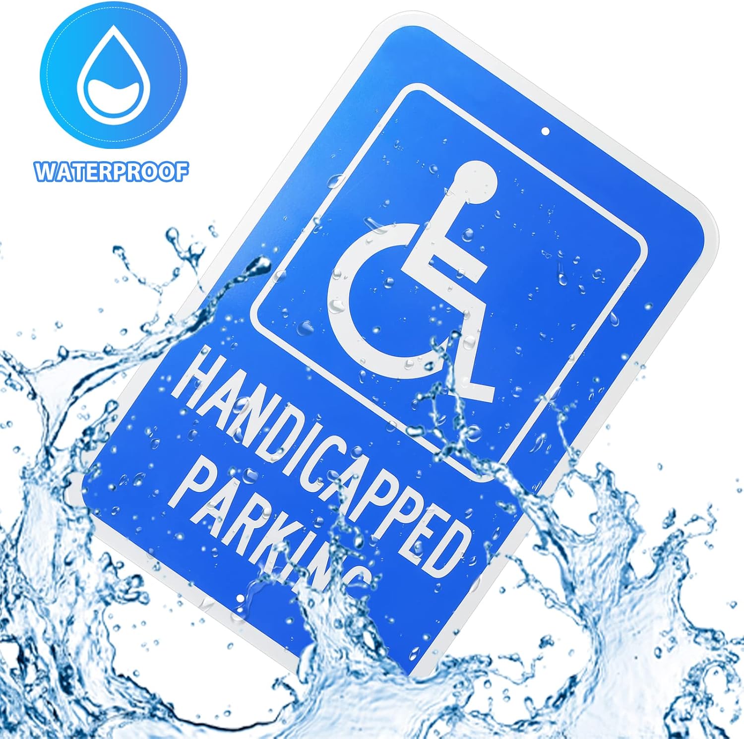Handicap Parking Sign 2 Pack, Large 18"x12" Handicapped Sign for Parking Lot,Reserved Parking Sign,with Picture of Wheelchair Sign, Reflective Rust Free Aluminum,Waterproof,Easy to Mount