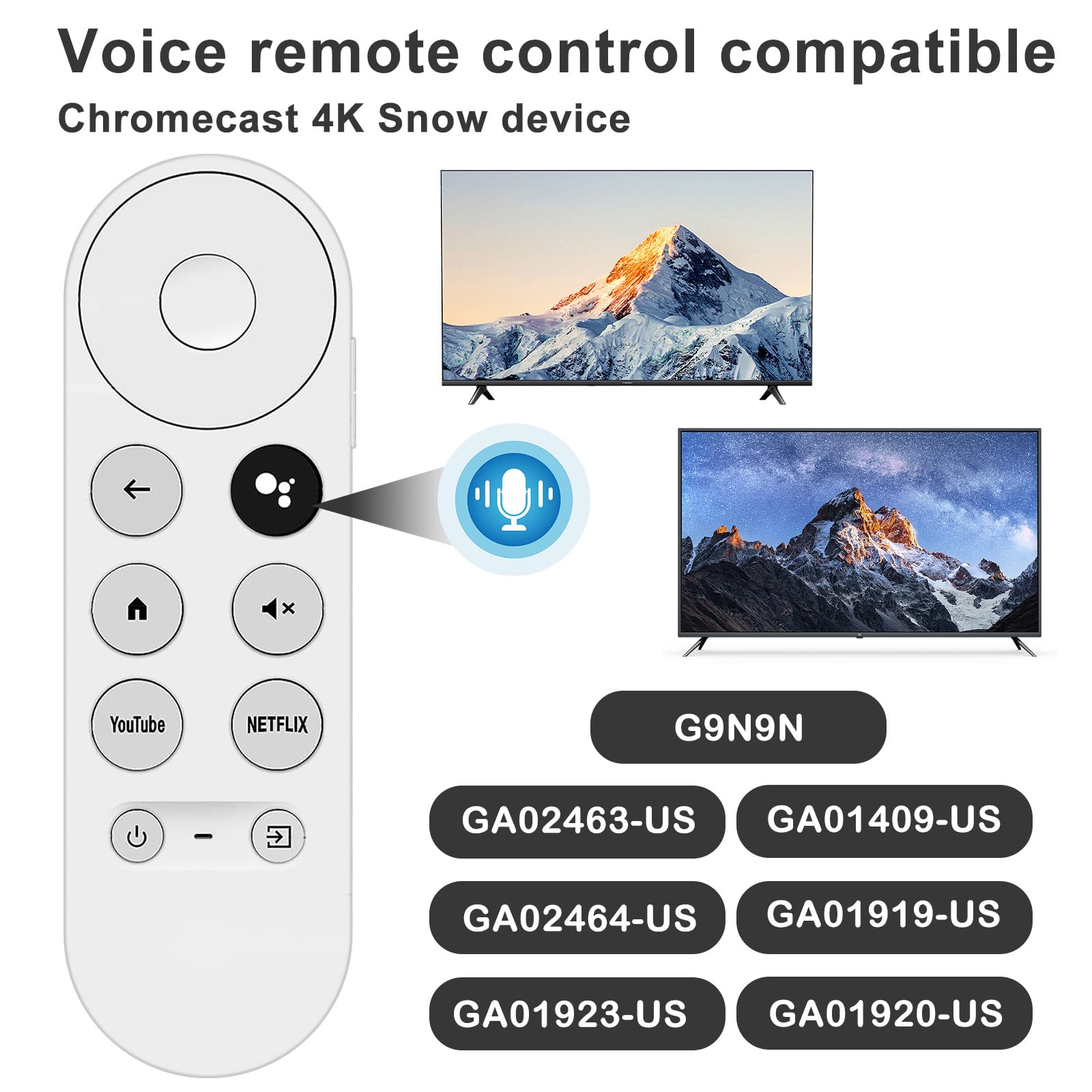 Télécommande De Remplacement Pour Chromecast Google TV - Avec Boutons Netflix Et YouTube