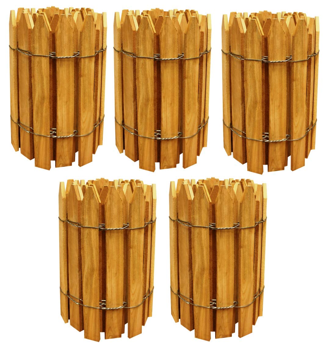 Cedar Wooden Garden Picket Fence 16" H x 8' L (5 Pack)