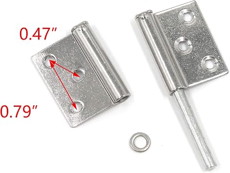 T Tulead Flag Hinges 2.48x0.94 Stainless Steel Cabinet Hinges 6PCS | Silver Lift Off Hinge, Detachable Door Hinges, Furniture Cupboard Hinge, with Screws