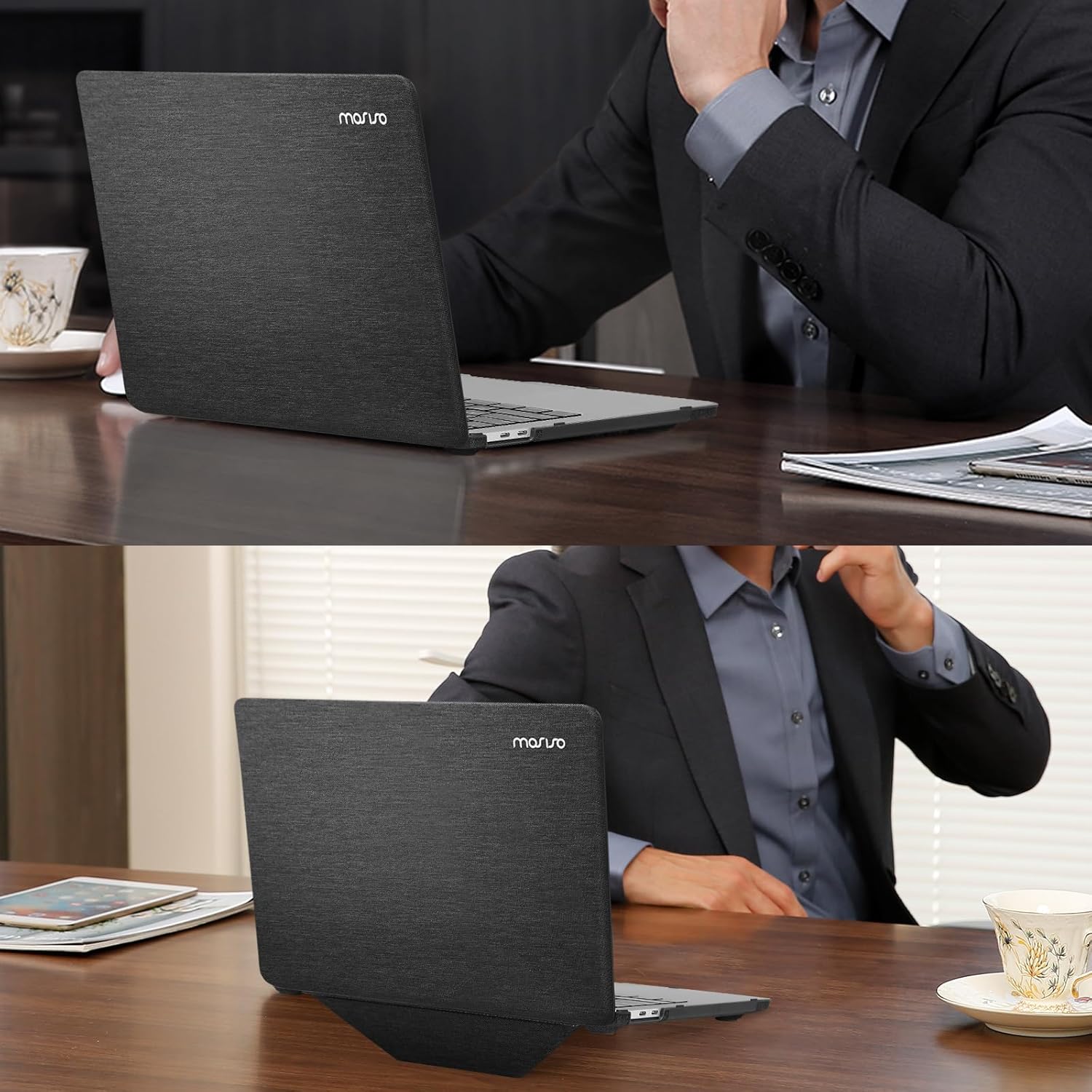 MOSISO Compatible with MacBook Pro 13 inch Case M2 2026, 2025, 2024, 2023-2016 A2338 M1 A2251 A2289 A2159 A1989 A1708 A1706, Knit Fabric Coated Plastic Hard Shell Case with Fold Kickstand, Black