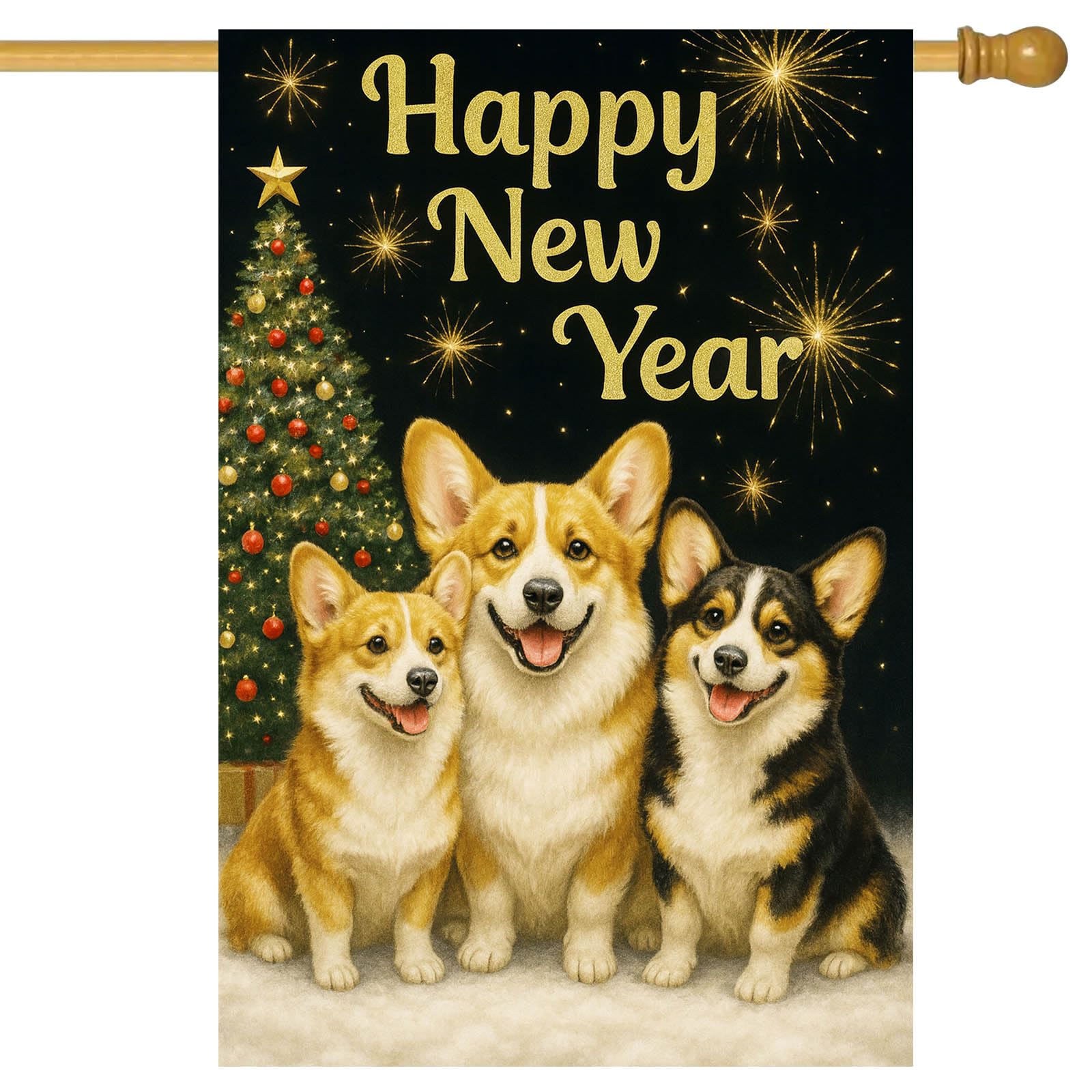 Drapeau de jardin d'hiver Corgi pour embellir votre cour au Nouvel An