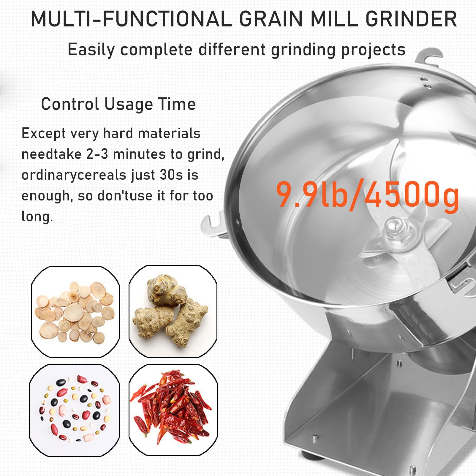 Moulin électrique en Acier Inoxydable pour moudre Herbes, épices, Noix, céréales et café - Performance Rapide et Efficace