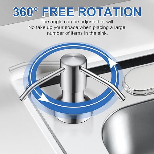 Miniatura 2 de SonTiy Dispensador de jabón para platos para fregadero de cocina, dispensador de jabón líquido de manos de cocina de níquel cepillado, dispensador