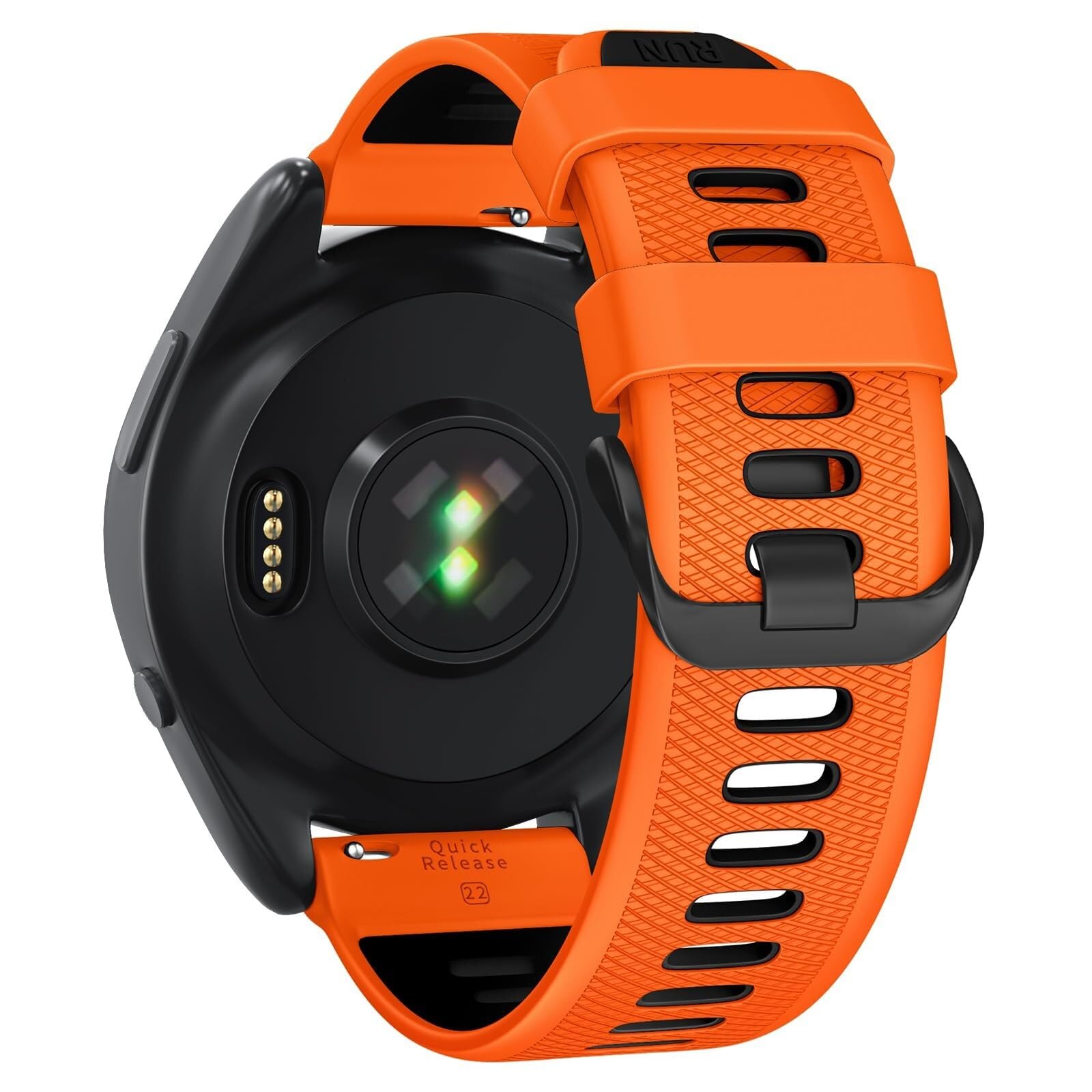 Bracelet de montre 22mm Garmin Forerunner 255 silicone étanche noir sport - 8