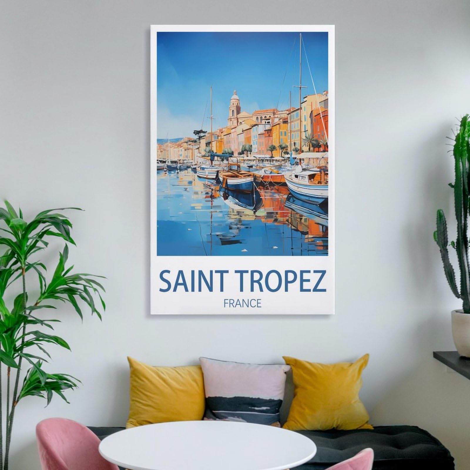 Poster Vintage Saint-Tropez Sur Toile - Déco Salon 30x45 Cm - Impression Haute Qualité Sans Filigrane