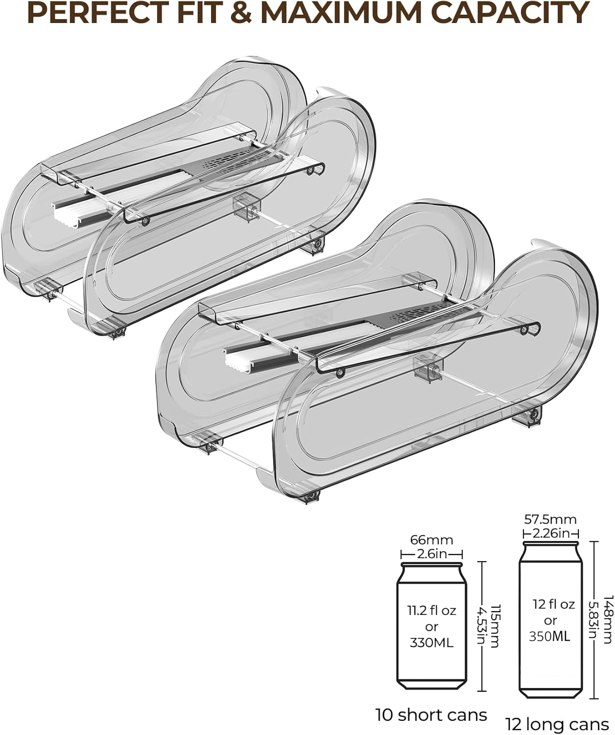 Drink Organizer for Fridge, Soda Can Organizer Dispenser for Refrigerator with Automatic Rolling,Organize Standard Size 11.15oz or 12oz Cans Drink,Save space for Fridge、Kitchen、countertop （2 pack） - Image 2