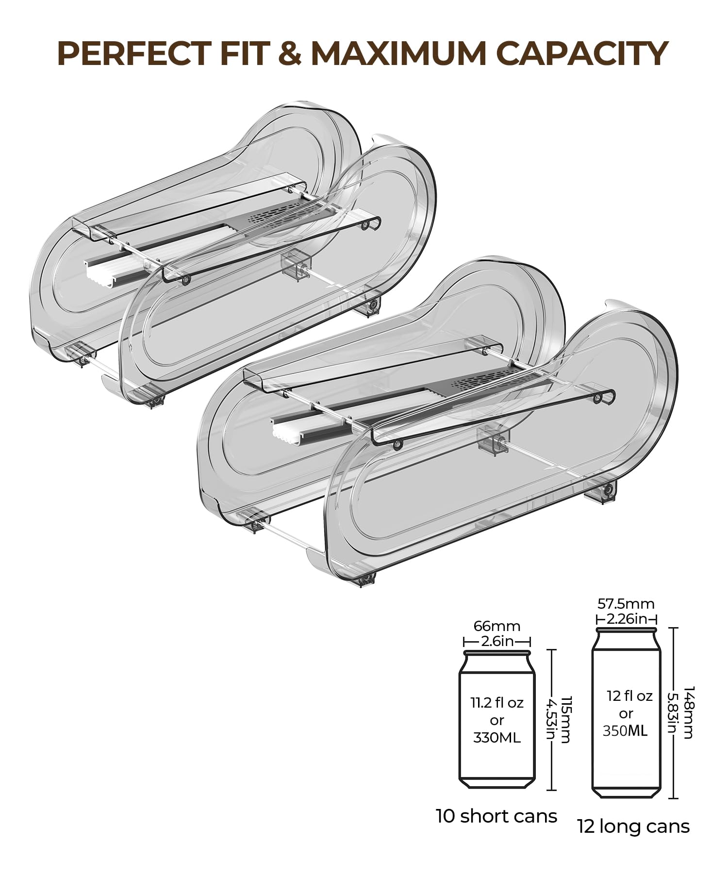 Organizador de bebidas para refrigerador, dispensador de latas de refrescos para refrigerador con rodillo automático, organiza latas de tamaño estándar de 11 onzas o 12 onzas, ahorra espacio para