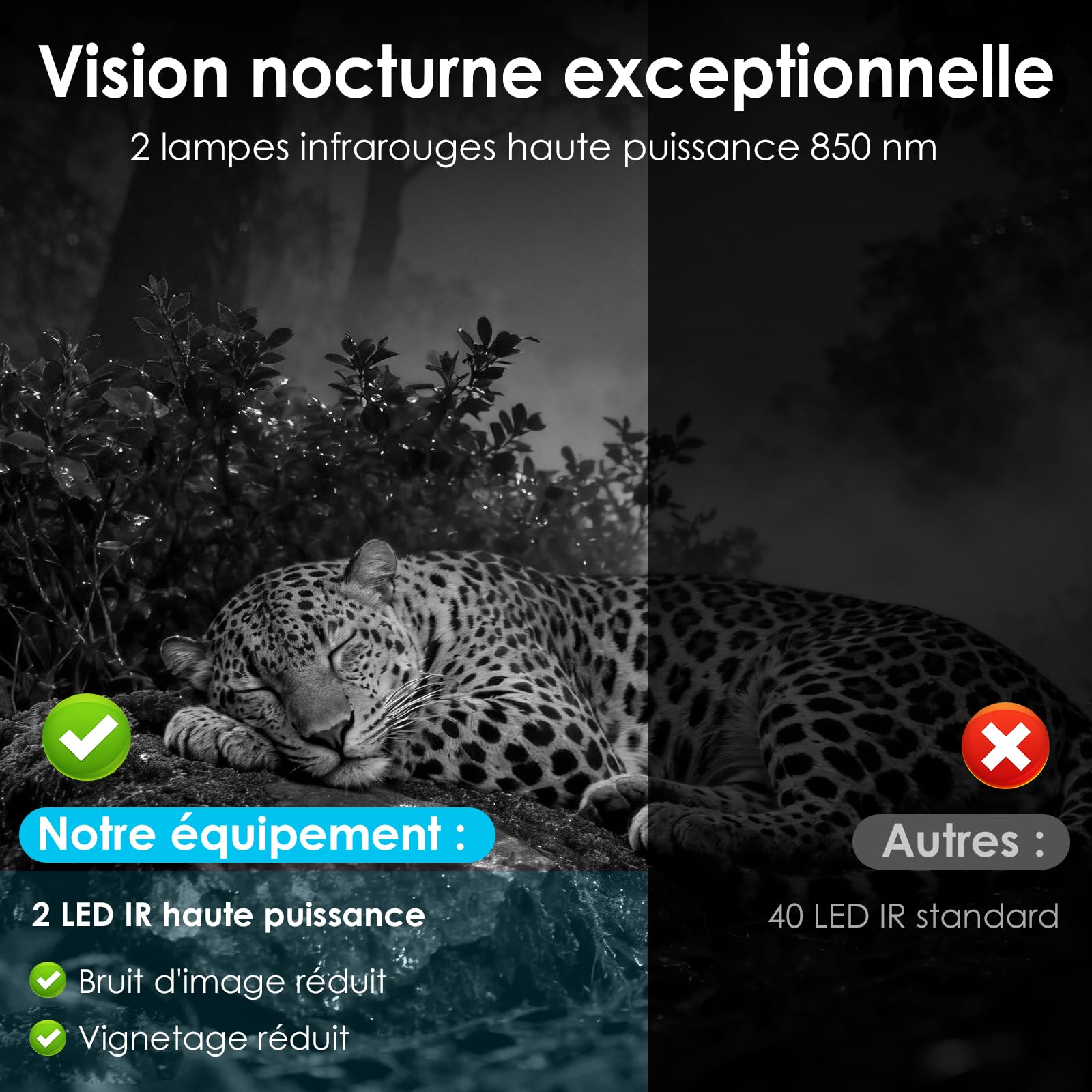 WOLFANG Caméra de Chasse 4G, 48 MP 2K HD Caméra Chasse avec Détection de Mouvement, Vision Nocturne, Déclenchement 0,2 s, IP66 Étanche pour l'observation des Animaux Noir