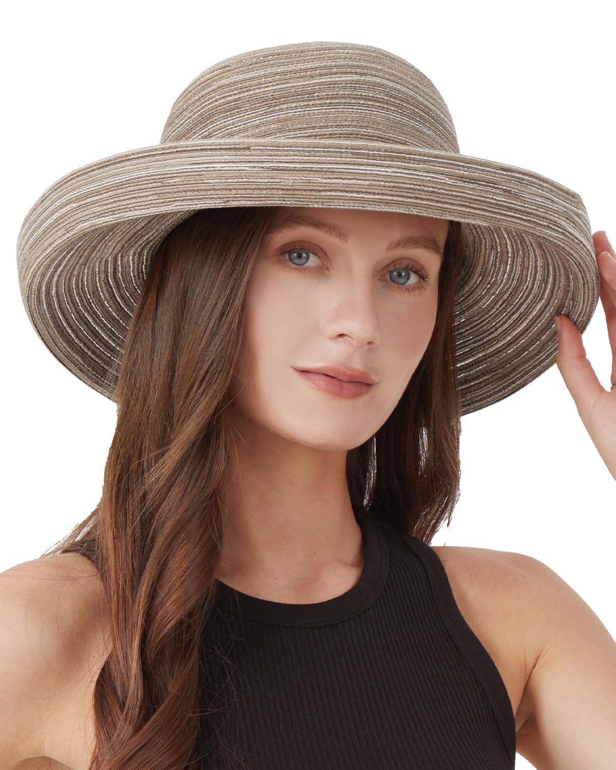 Zylioo S/M/L/XL Chapeau panama à grande tête en paille Chapeau de soleil à large bord Chapeau de paille surdimensionné Chapeau d'été Chapeau de plage