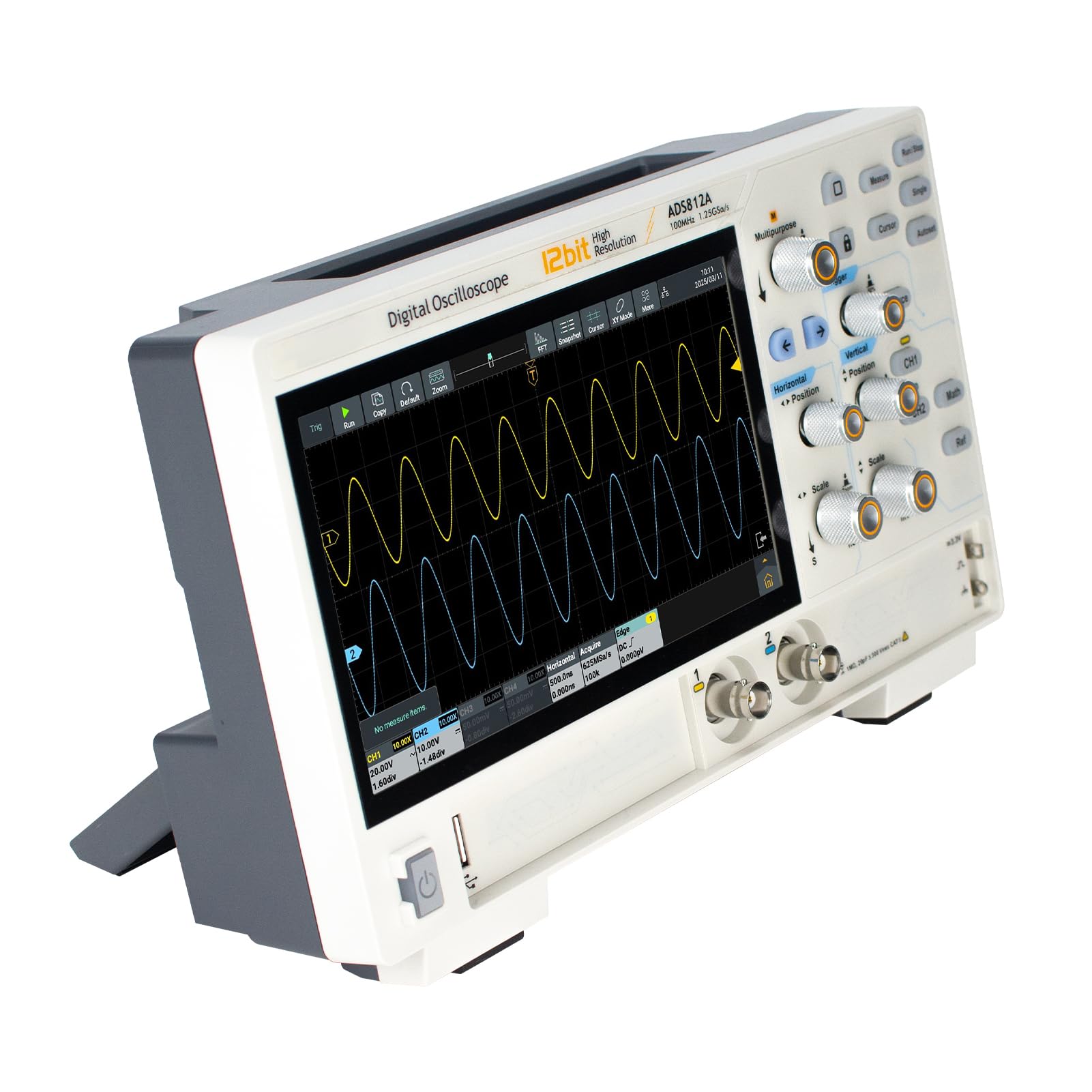 Osciloscopio Digital de 2 Canales de 100 MHz con Integración Multifunción, para Entusiastas la Electrónica, Material ABS (Enchufe europeo 100-240 V)