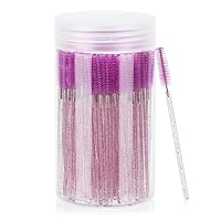 Vista 10 de 100 piezas de varitas de rímel desechables, cepillos espirales de cejas de cristal para extensiones de pestañas, cepillos de pestañas negros