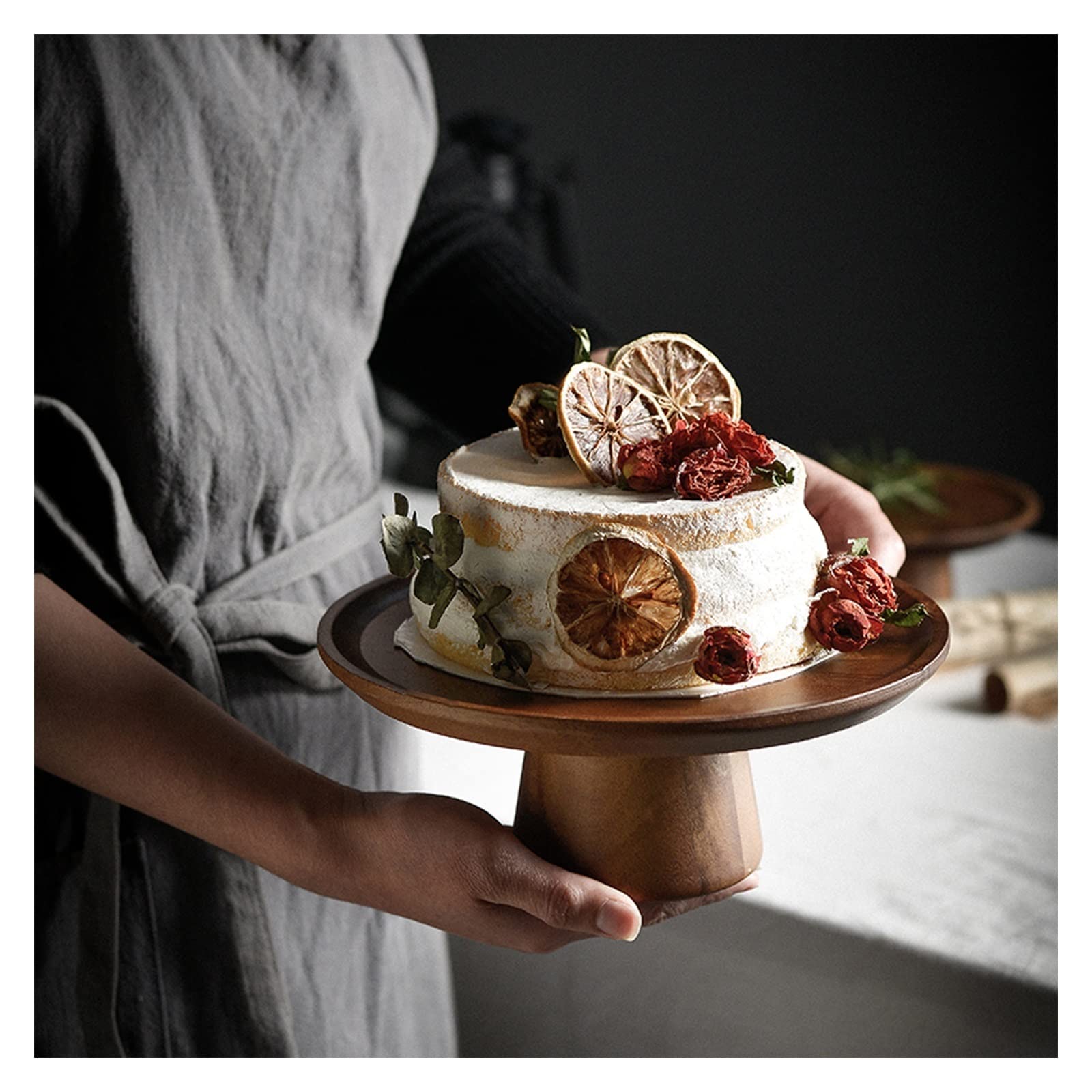 SUNESA Présentoir à Gâteau Plateau à gâteaux Haut Plateau en Bois décorations Mariage Dessert Table présentoir Maison Fruits Dessert Assiette Stand de Gâteaux (Size : L)