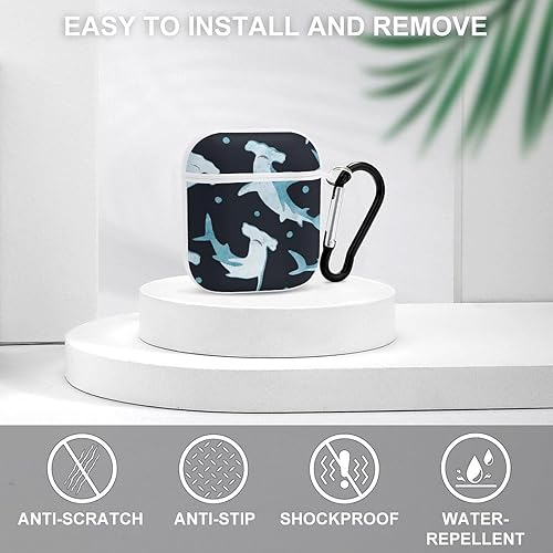 Miniatura 3 de Hammerhead Sharks in Night - Funda rígida compatible con AirPods 1 y 2, caja protectora de almacenamiento, divertida impresión