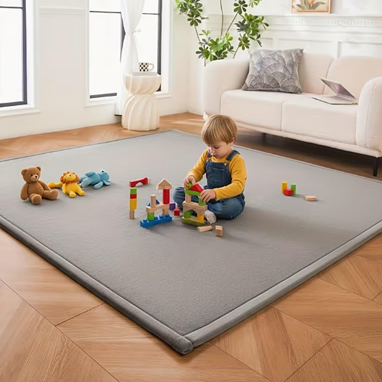 Krabbelmatte Baby Faltbar 150x200cm, Spielmatte Baby Samtmatte | mit Korallen Samt & Memory Foam, Rutschfeste Krabbelteppich für Babyzimmer, Tatami Matte für Kleinkinder Tummy Time