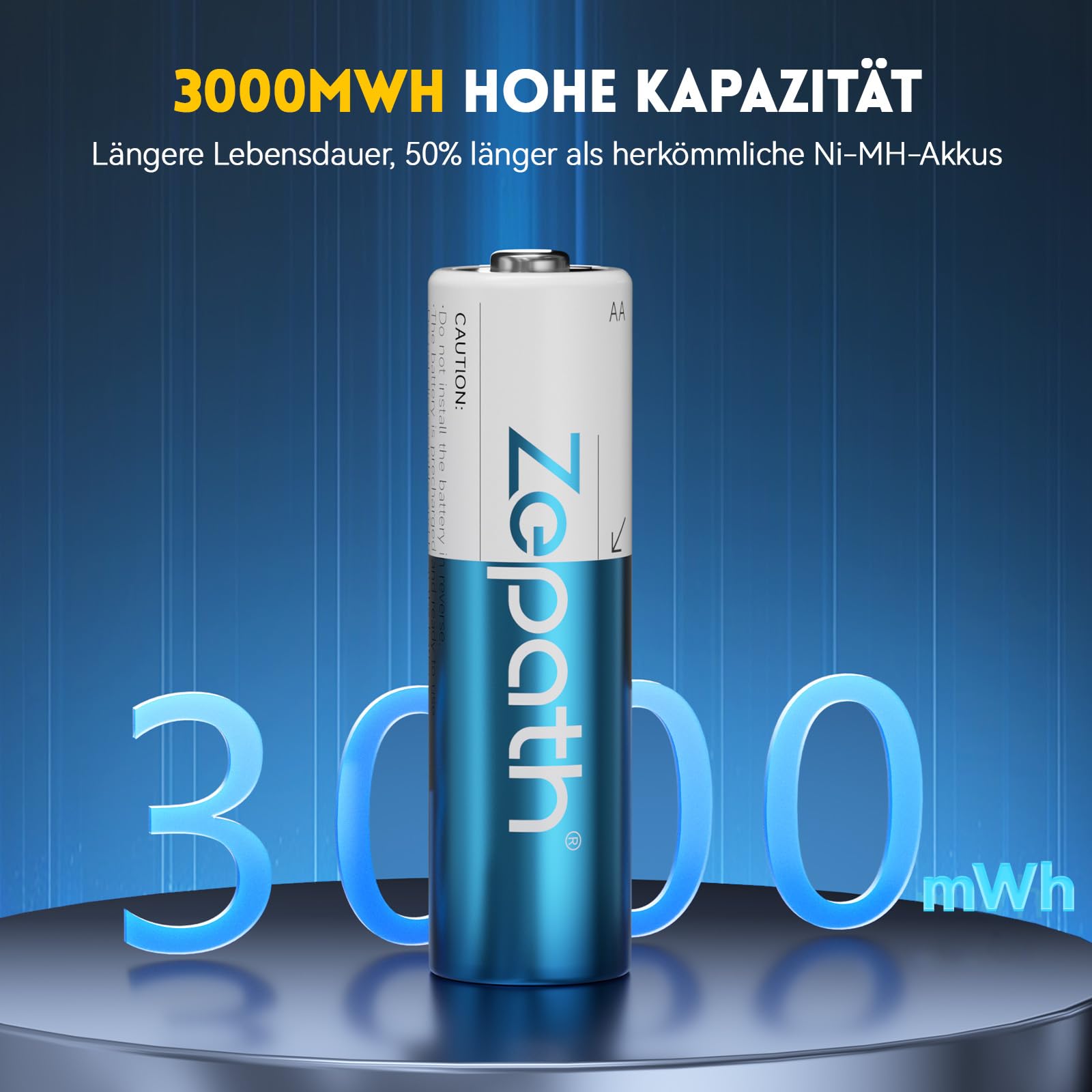 Dracutum AA Lithium Akkus 8er Pack - 3000mWh Mit Type-C Ladegerät & Aufbewahrungsbox