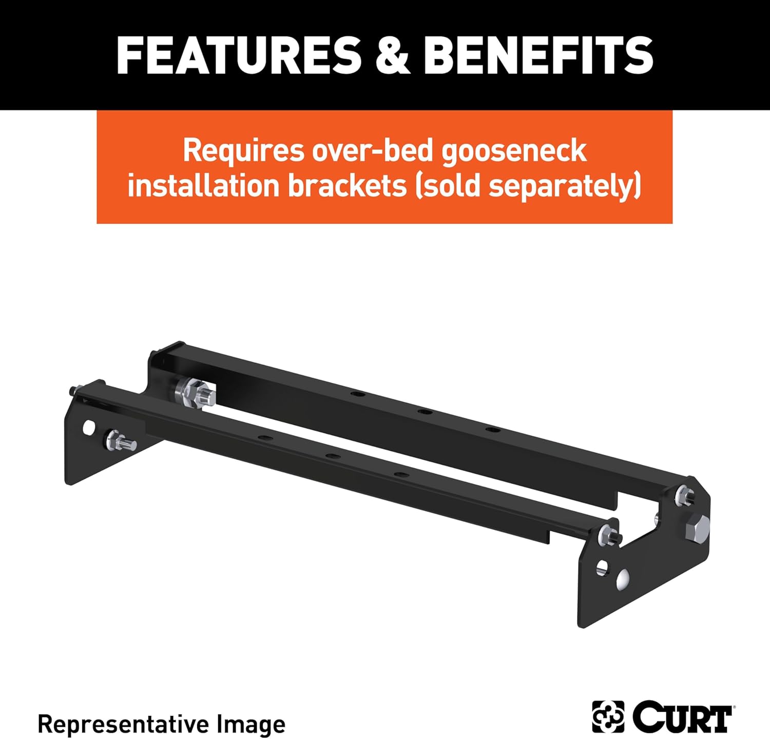 Curt Manufacturing 65500 Flat Hitch Plate 13 in X 48 in W/2 1/2 in Welded D-Rings