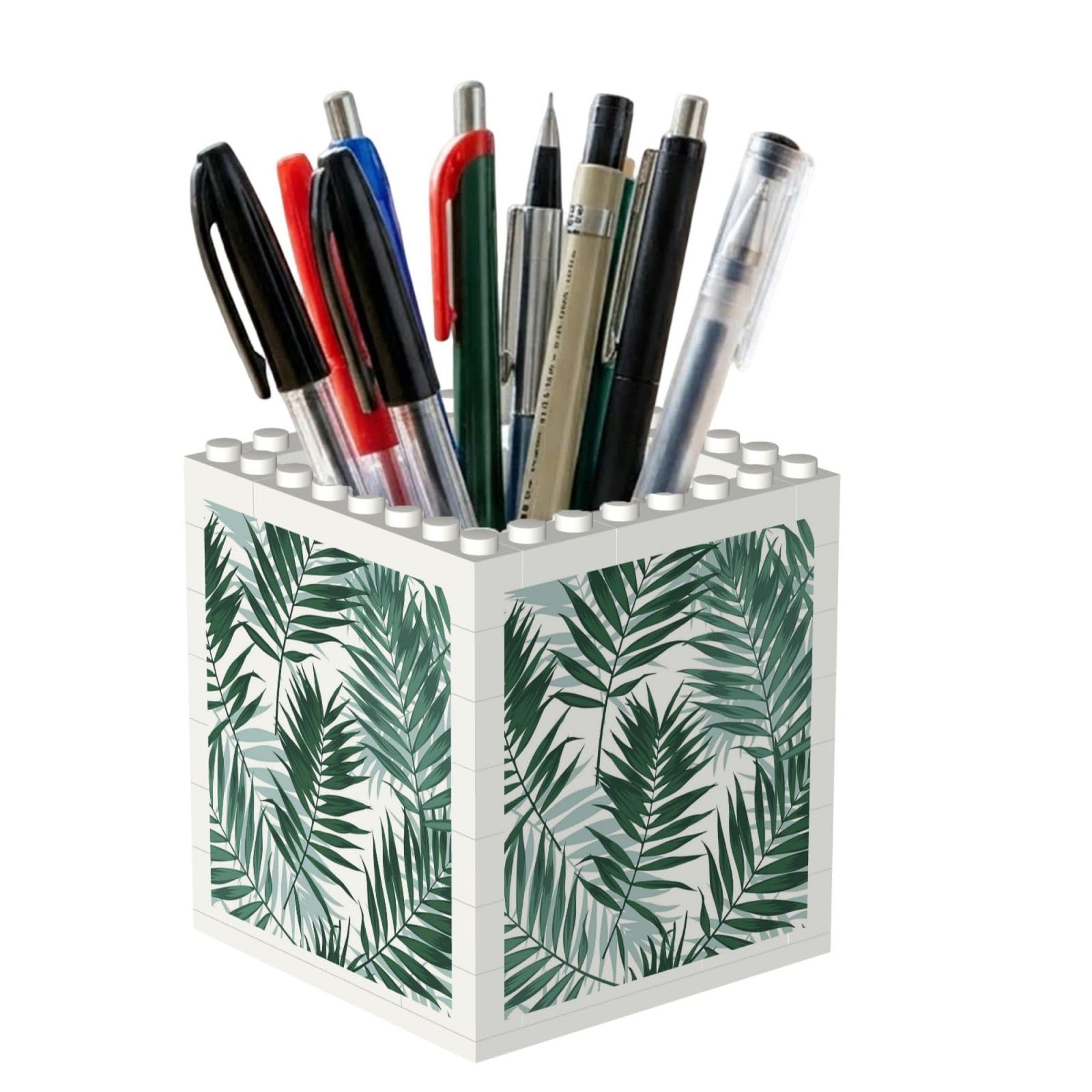 Poadnly Tropical Jungle, Seamless Pattern With Palm Leaves, Pen Pot Pencil Holder for Office Home School, Compact Desk Organiser for Office Stationery