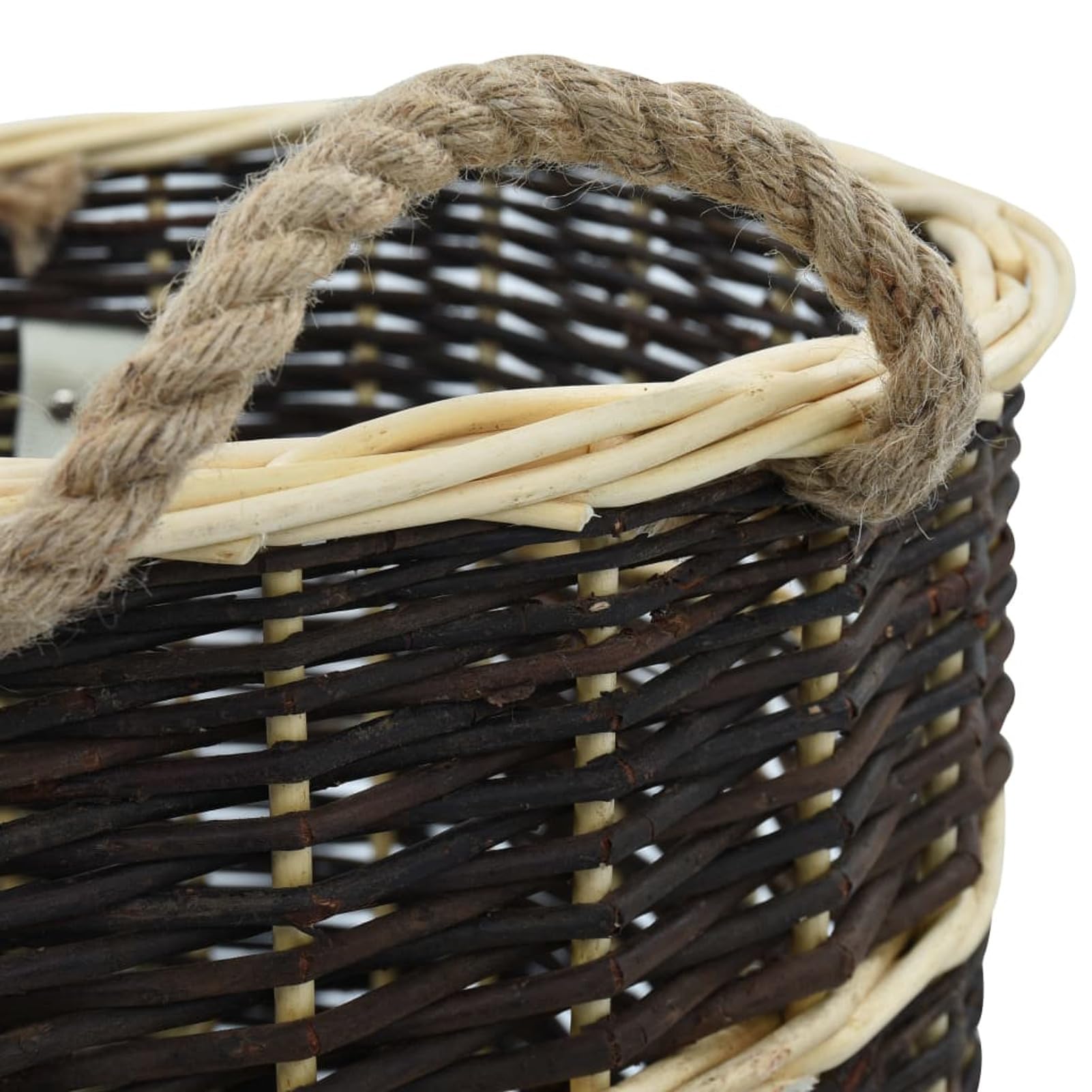 Cesta per Legna con Spallacci 50x44x58cm Salice Naturale-Cesto in Vimini Portalegna, Cesto Intrecciato Pieno, Cestino da Picnic Portaoggetti, Cesto Regalo per Feste, Raccolta Castagne, Funghi