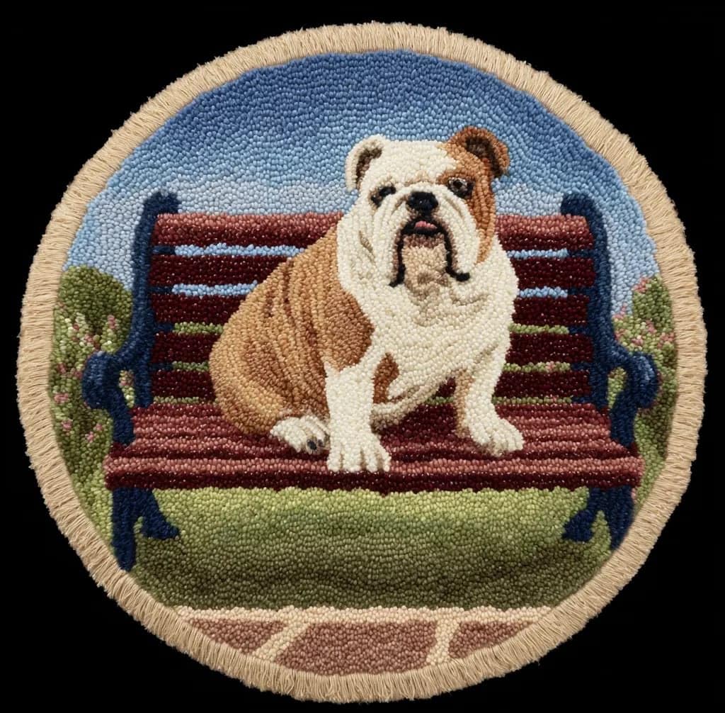 Kitquiver Latch Hook Craft Kit Rug Bulldog 50X50Cm
