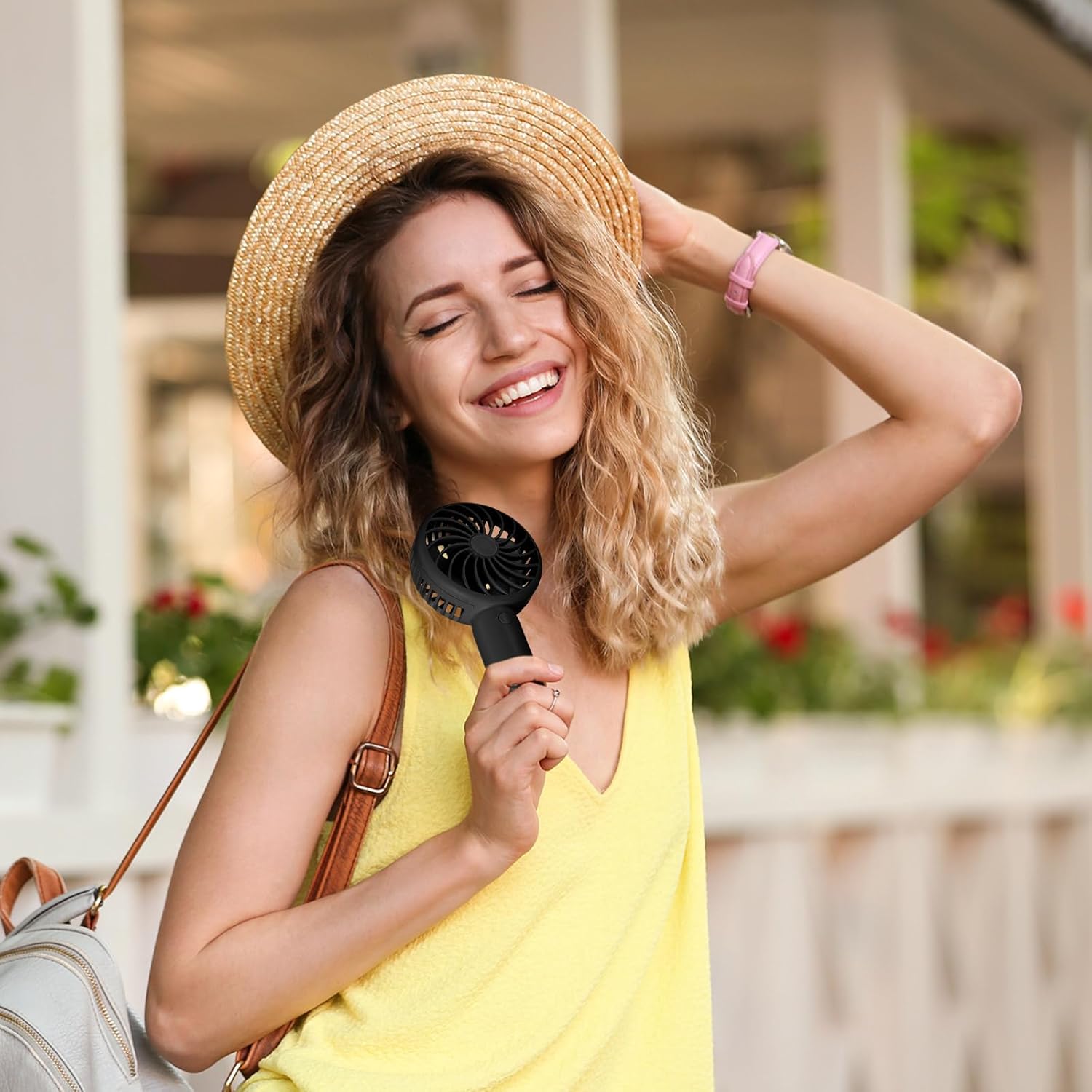 24 Pcs Mini Powerful Handheld Fan 3 Speed Personal Small Portable Rechargeable Fan with Base USB for Women Eyelash Makeup Office Travel Beach Indoor Outdoor (Black)