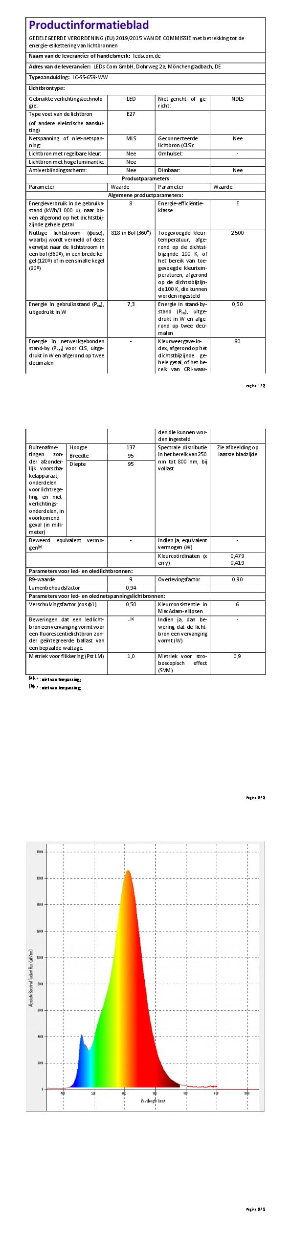 ledscom.de 12x E27 LED Leuchtmittel, G95, extra warmweiß (2500 K), 7,3 W, 818lm, 3-Stufen-Dimmer, goldfarben