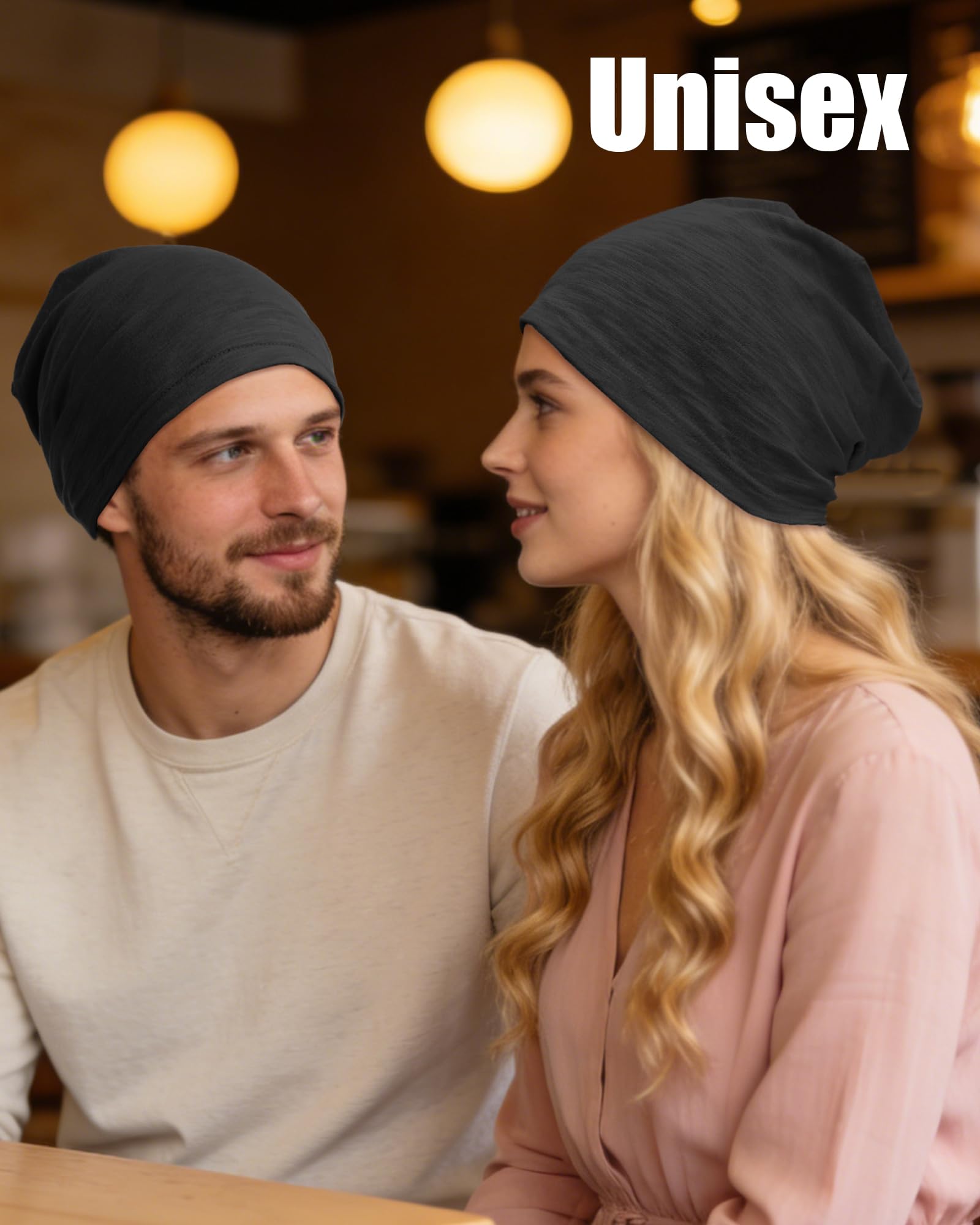 100% Cotton Lightweight Summer Hats for Women Men, Ultra Thin Slouchy Beanie Hat Oversizes Beanies Chemo Cap — view 4