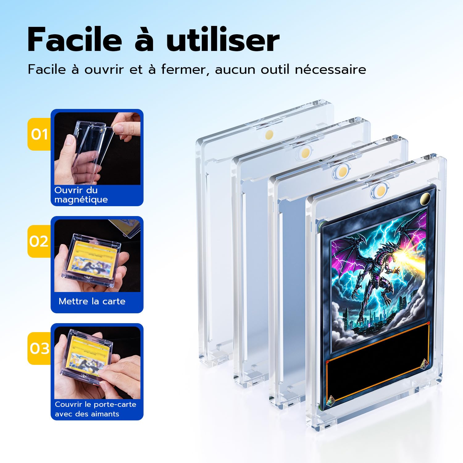 20 Étuis Porte Magnetic Card Holder 35PT, Protège Carte UV Protection Cartes, Pour Cartes Magic, TCG, MTG, Sport, Baseball, Coins Diamantés, Transparents