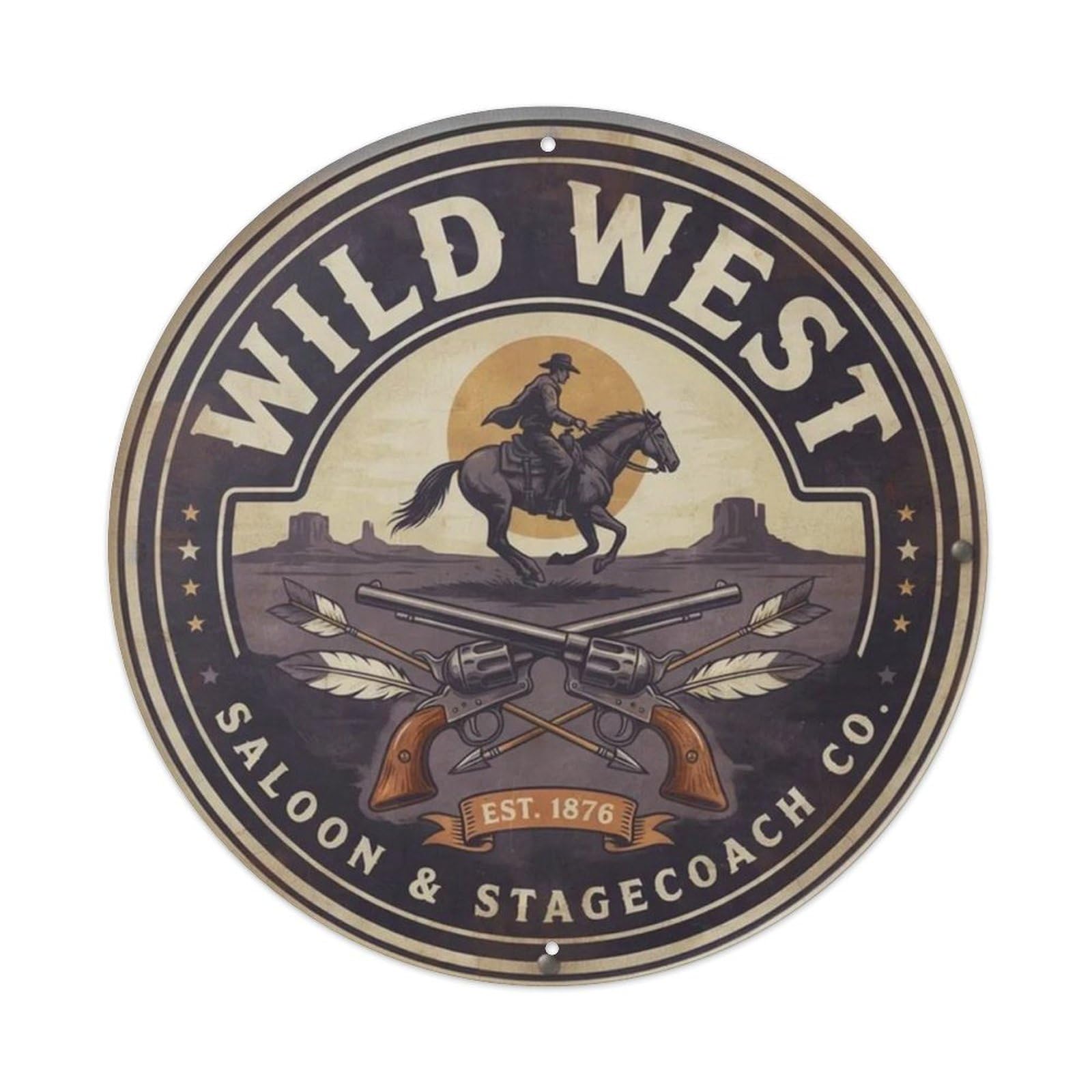 Western Cowboy Style. Metal Tin Sign Plaque