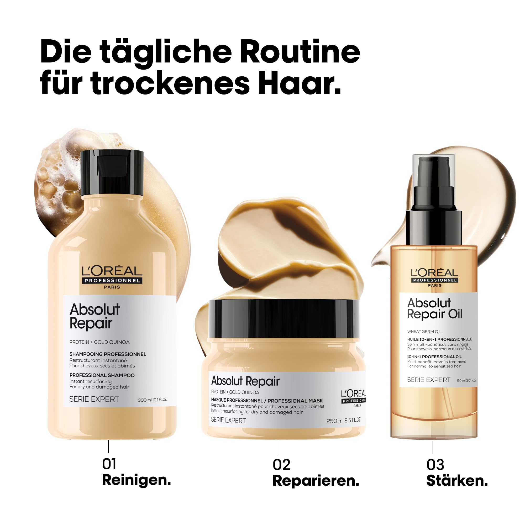 L'Oréal Professionnel Reparierende Haarmaske für strapaziertes und trockenes Haar, Mit Quinoa, Serie Expert, Absolut Repair Maske