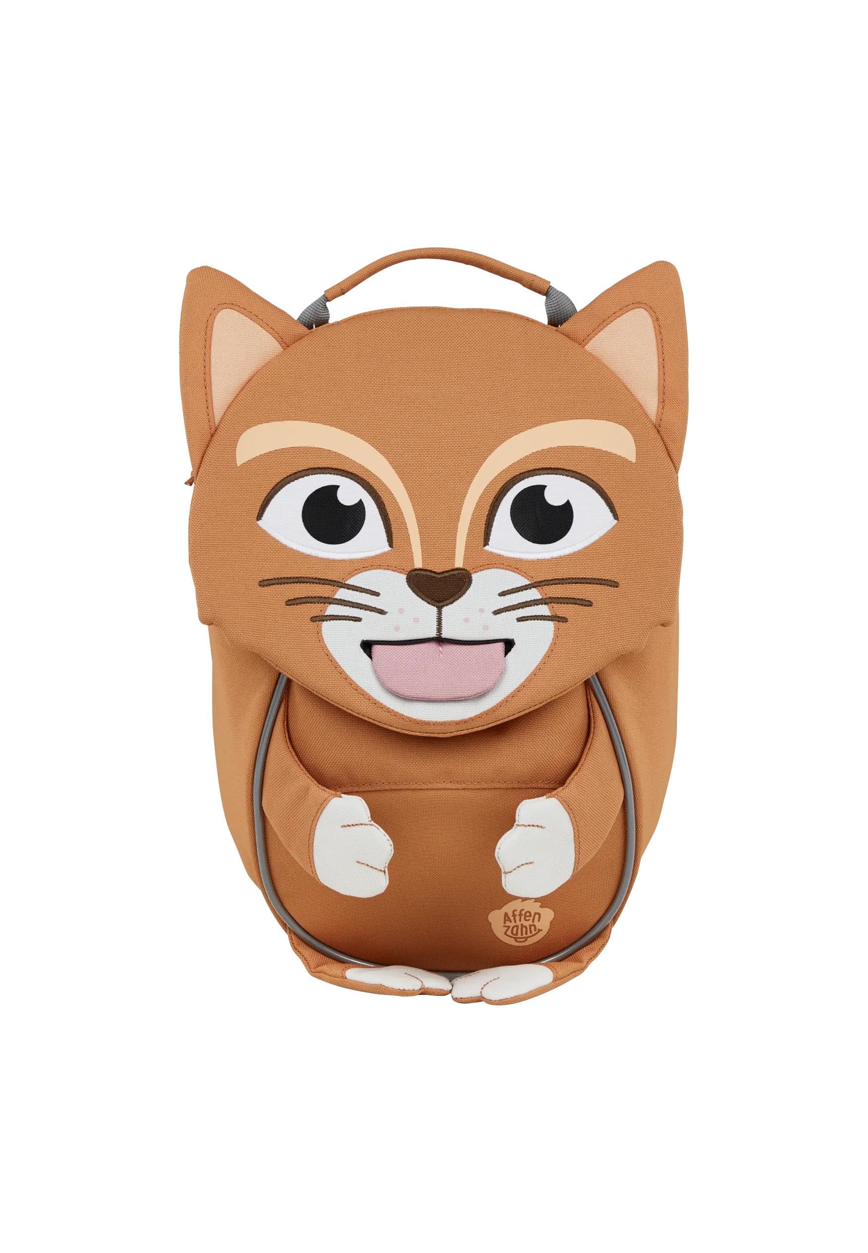 Affenzahn Amico Piccolo Zaino per l'asilo per bambini da 1 a 3 anni ergonomico riflettente linguetta con targhetta per il nome Gatto - Beige