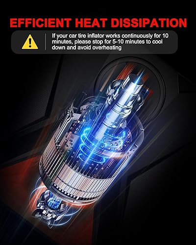 Miniatura 5 de Atsanc Inflador de neumáticos, compresor de aire portátil de 12 V CC con diseño de apagado automático, bomba de aire eléctrica de inflado rápido