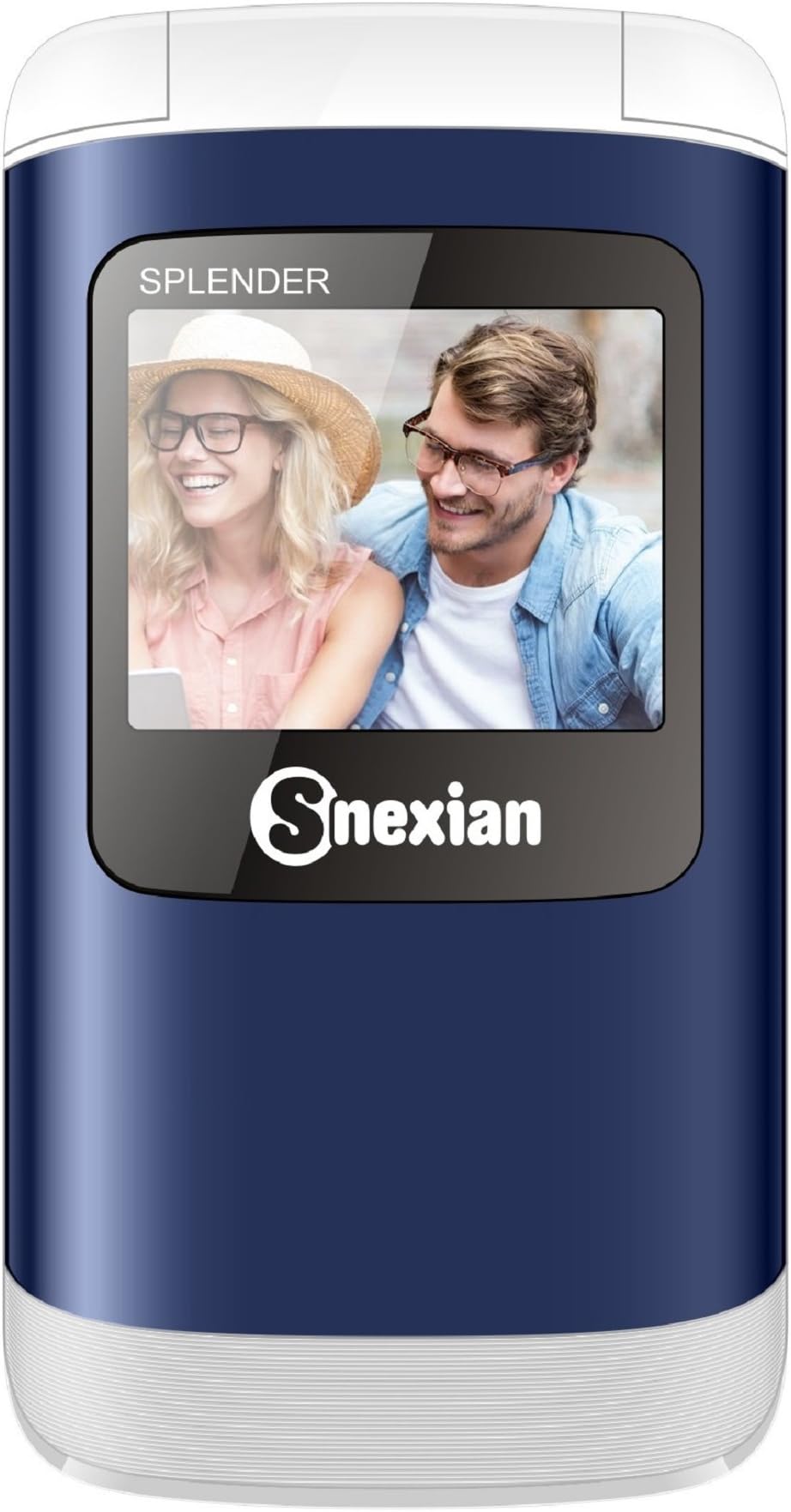 Snexian SPLENDER FLIP FLAP Feature mobile Phone With DUAL SIM, 1.8 inch, Open FM with recording ,multi languages supported , 1000 mah Battery, BLUETOOTH , VIBRATION, CAMERA,upto 32 GB Expandable memory, BIS CERTIFIED & 1 YEAR (Blue- Black)