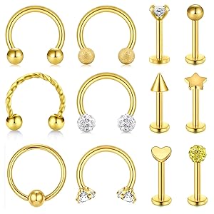 AceFun 16G Cartilage Tragus Helix Ohrringe Piercing Lippenringe labret Monroe Studs Chirurgischer Stahl und klares Acryl…