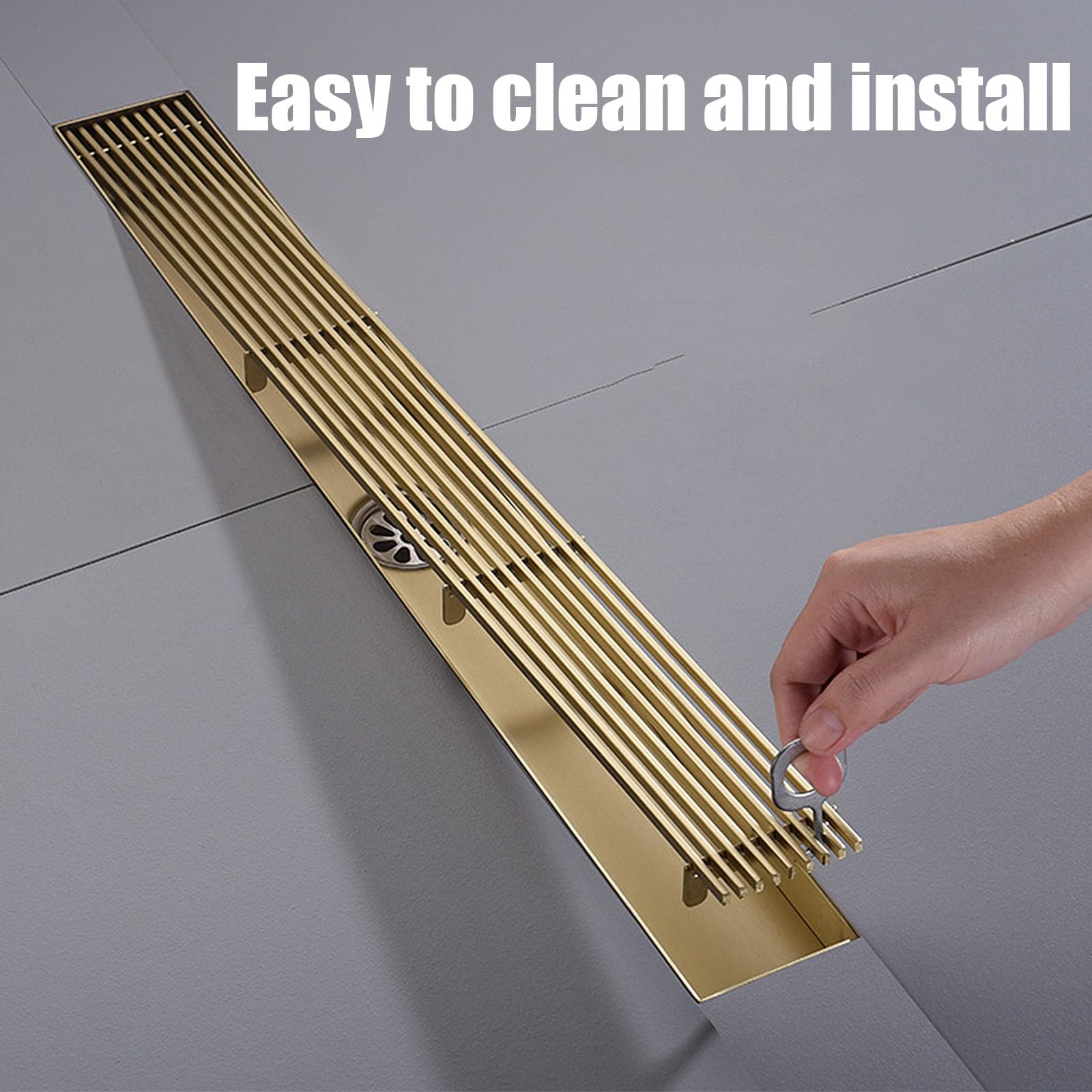 Desagüe de Piso, desagüe Rectangular para Ducha con colador para Cabello, Rejilla de desagüe de Acero Inoxidable para baño.