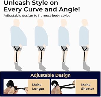 Shirt Stays Adjustable Soft and Smooth Elastic with Non Slip Clips Perfect Sock Garters for Military or Professional