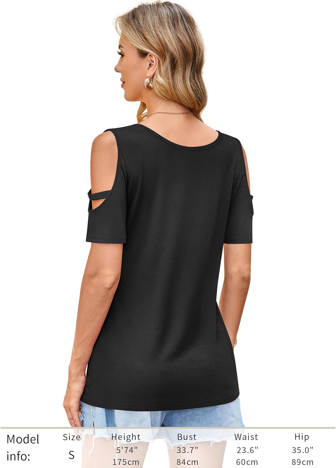 Florboom Womens Cold Shoulder Top Summer Basic T Shirts 3/4 Sleeve Casual Blouse Tshirts - Image 5