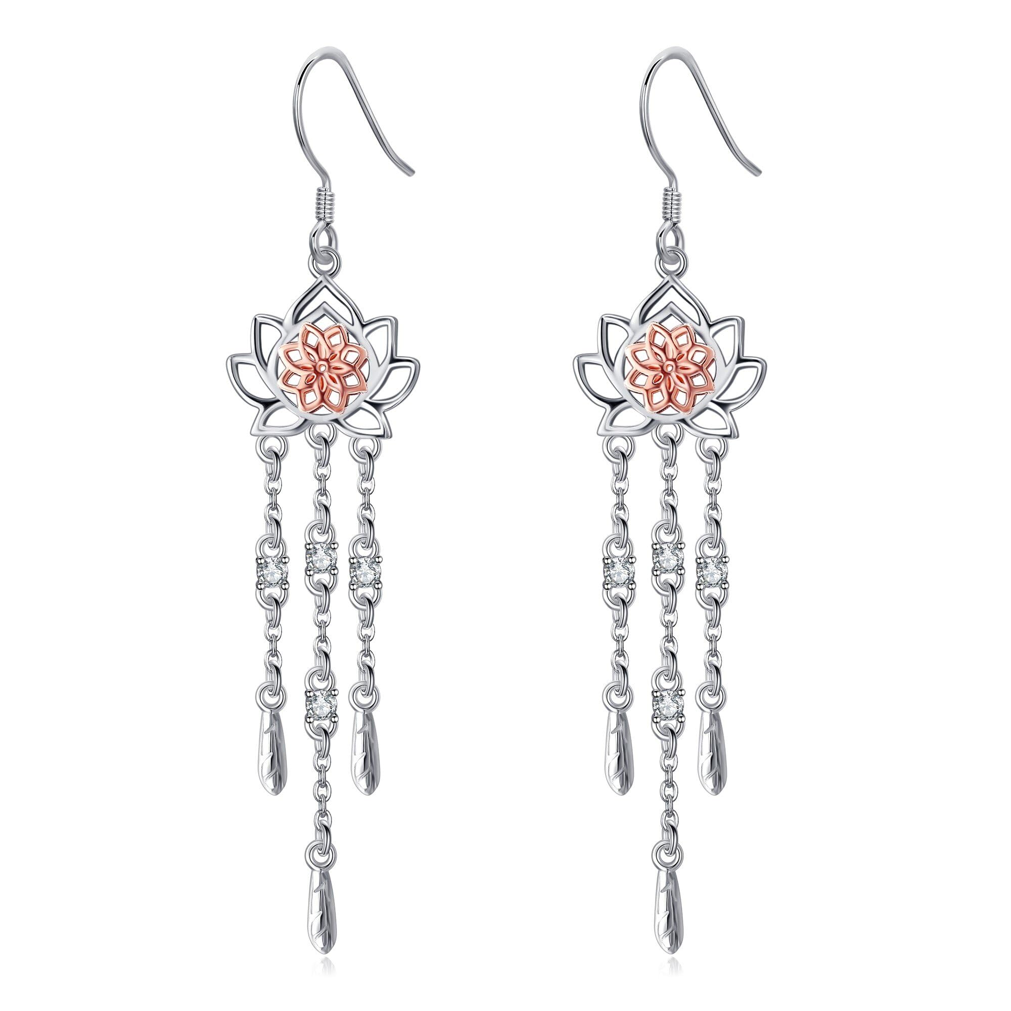 Orecchini Acchiappasogni In Argento Sterling 925 – Con Elemento Loto E Nappa – Gioielli Donna URONE