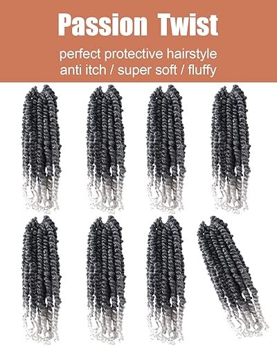 Miniatura 6 de Cabello Passion Twist, cabello trenzado de 8 pulgadas, trenzas cortas pretrenzadas de ganchillo preenrolladas, trenzas de dos hebras gigantes, 8