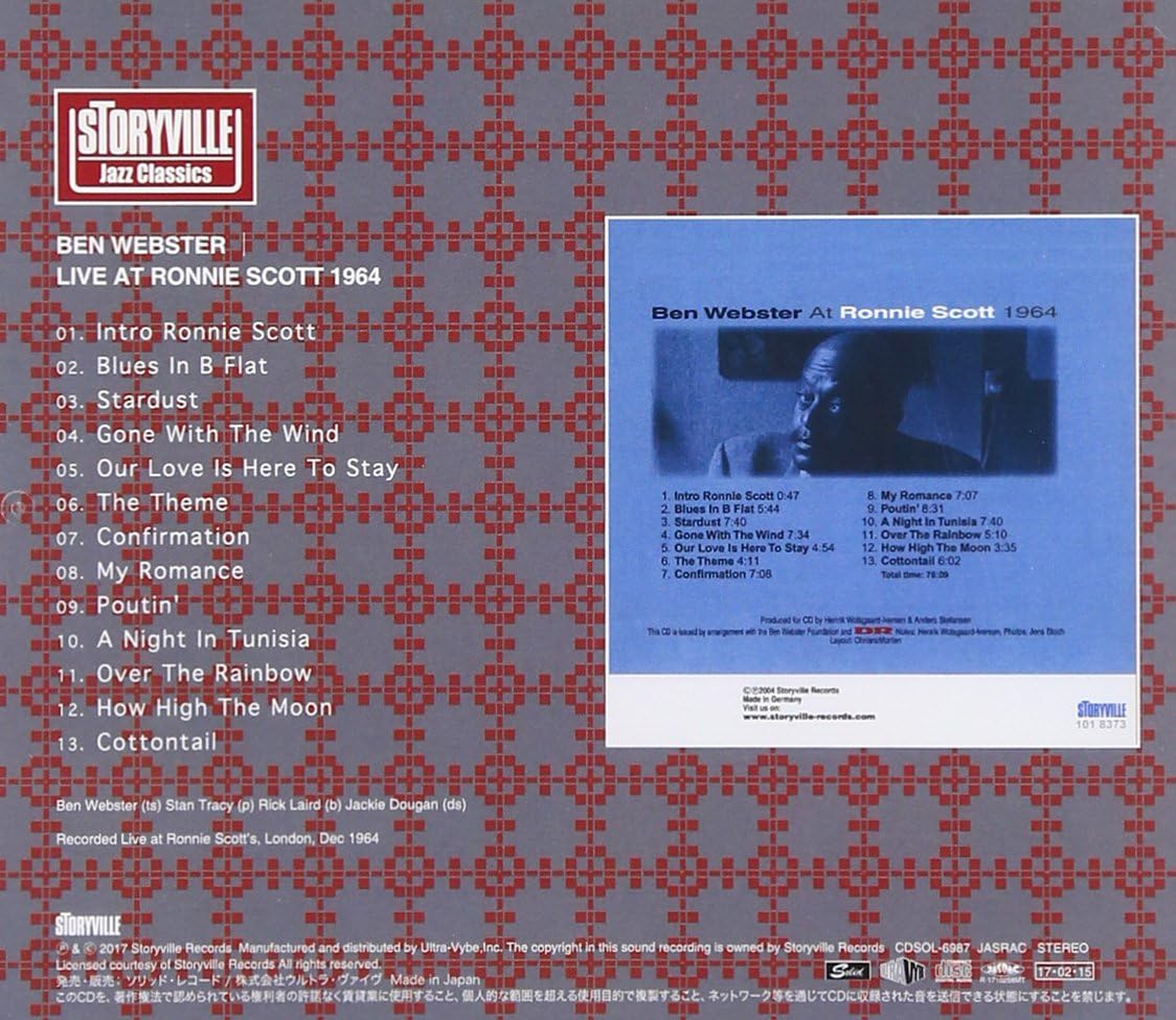 BEN WEBSTER - At Ronnie Scott 1964 - The Punch - Disque CD