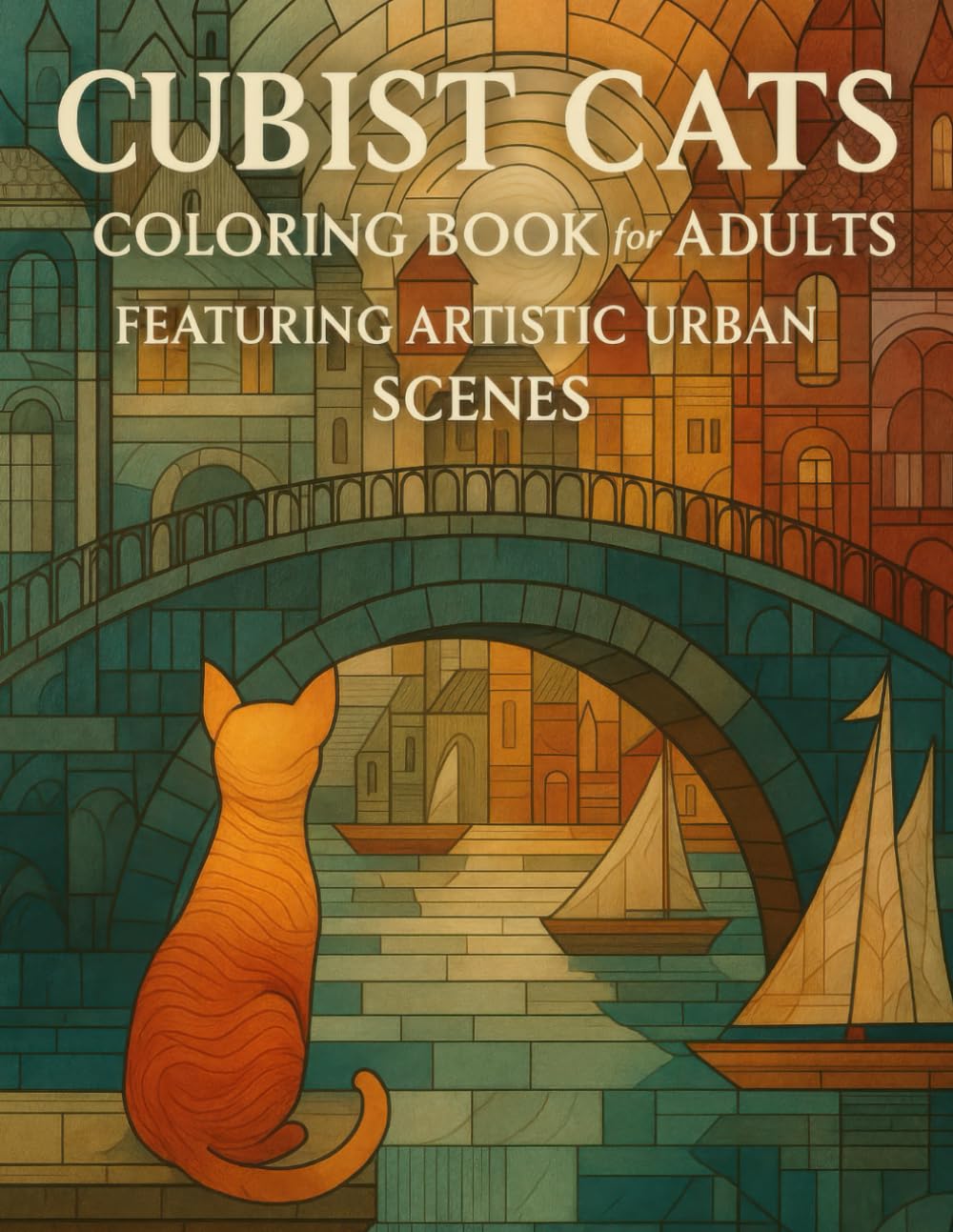 Cubist Cats – Adult Coloring Book Featuring Artistic Urban Scenes: 32 Unique Black & White Illustrations of Cats in Abstract City Landscapes – A Creative and Relaxing Coloring Experience for Adults
