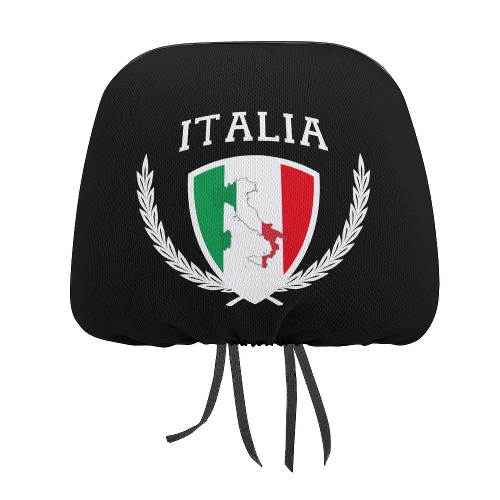 Sedoied Italia Italy Italian Map Flag Car Seat Headrest Protector Covers Interior Accessories Decoration Fit Cars Vans Trucks 2 PCS Black-style car